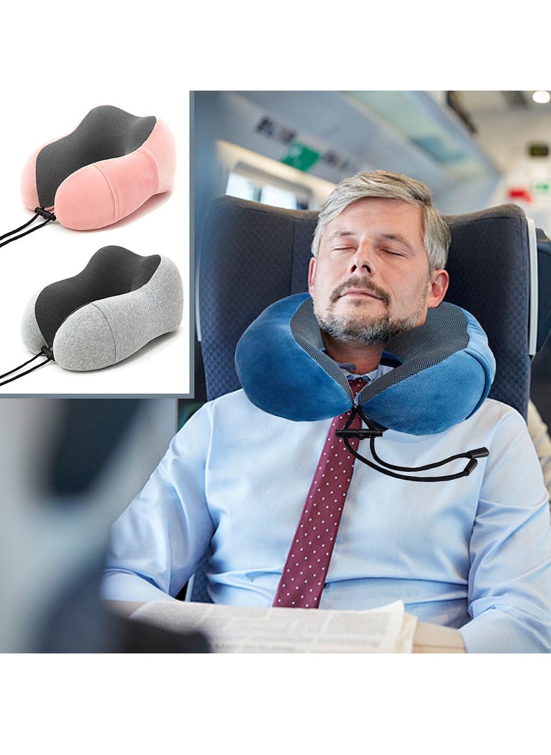 Qiccijoo - Qiccijoo Travel Pillow, Memory Foam Neck Pillow with Comfortable & Breathable Cover for Sleeping, Car, Train, Bus and Home Use(Grey) - Image 1