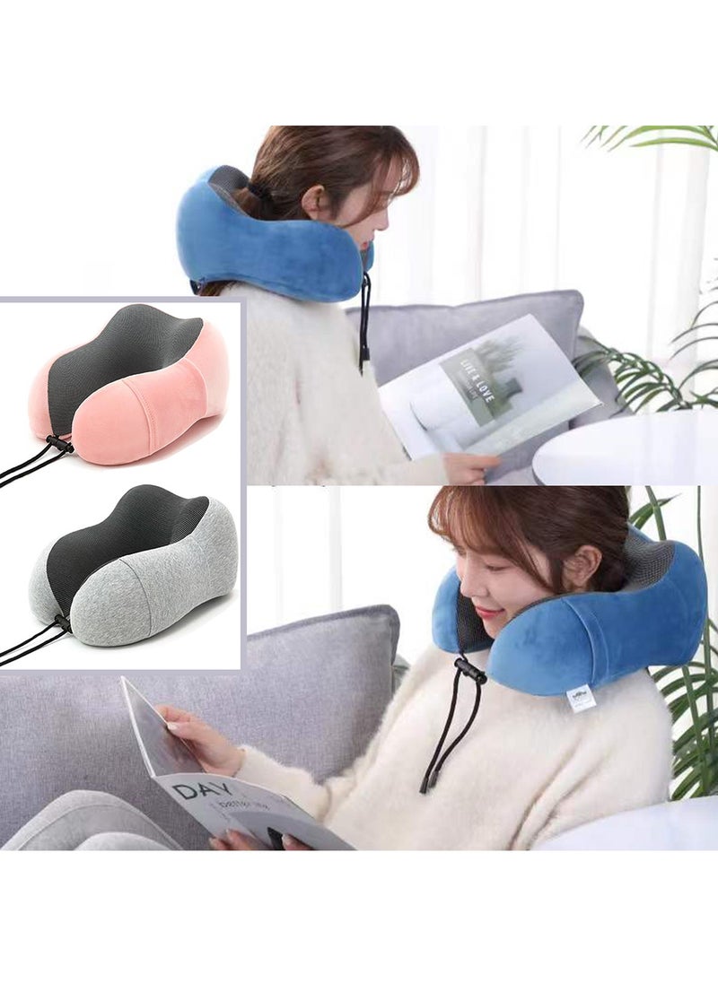Qiccijoo - Qiccijoo Travel Pillow, Memory Foam Neck Pillow with Comfortable & Breathable Cover for Sleeping, Car, Train, Bus and Home Use(Grey) - Image 1