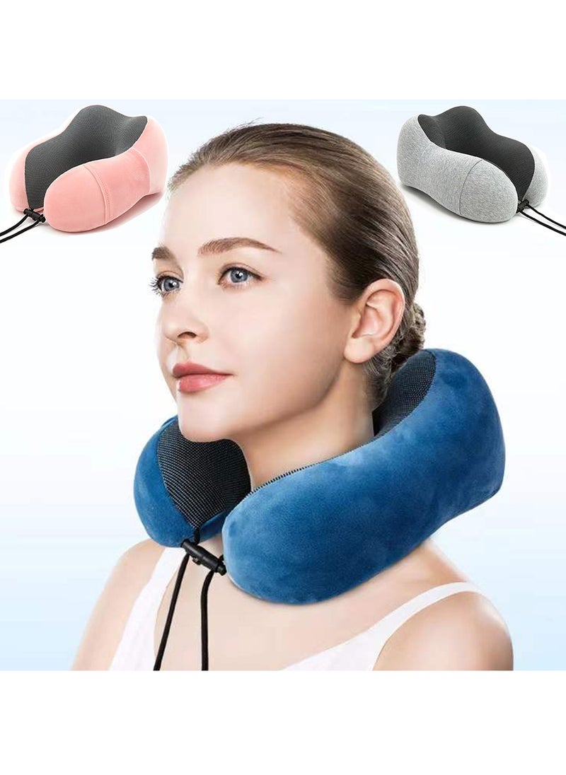 Qiccijoo - Qiccijoo Travel Pillow, Memory Foam Neck Pillow with Comfortable & Breathable Cover for Sleeping, Car, Train, Bus and Home Use(Grey) - Image 1