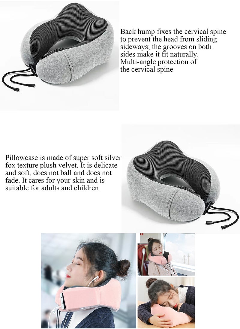 Qiccijoo - Qiccijoo Travel Pillow, Memory Foam Neck Pillow with Comfortable & Breathable Cover for Sleeping, Car, Train, Bus and Home Use(Grey) - Image 1