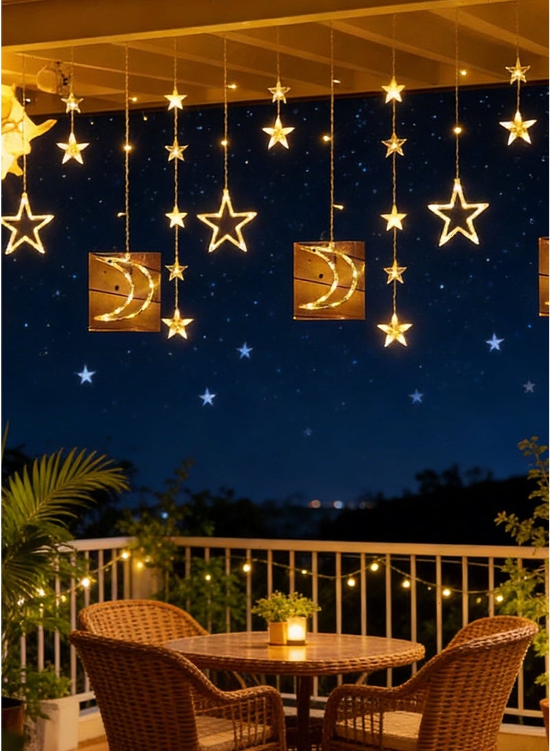 Yoawllty Ramadan Fairy String Lights, Star Moon Lights with Remote Control and Battery Case Warm White Decoration Lights for Ramadan Decorations - Image 1