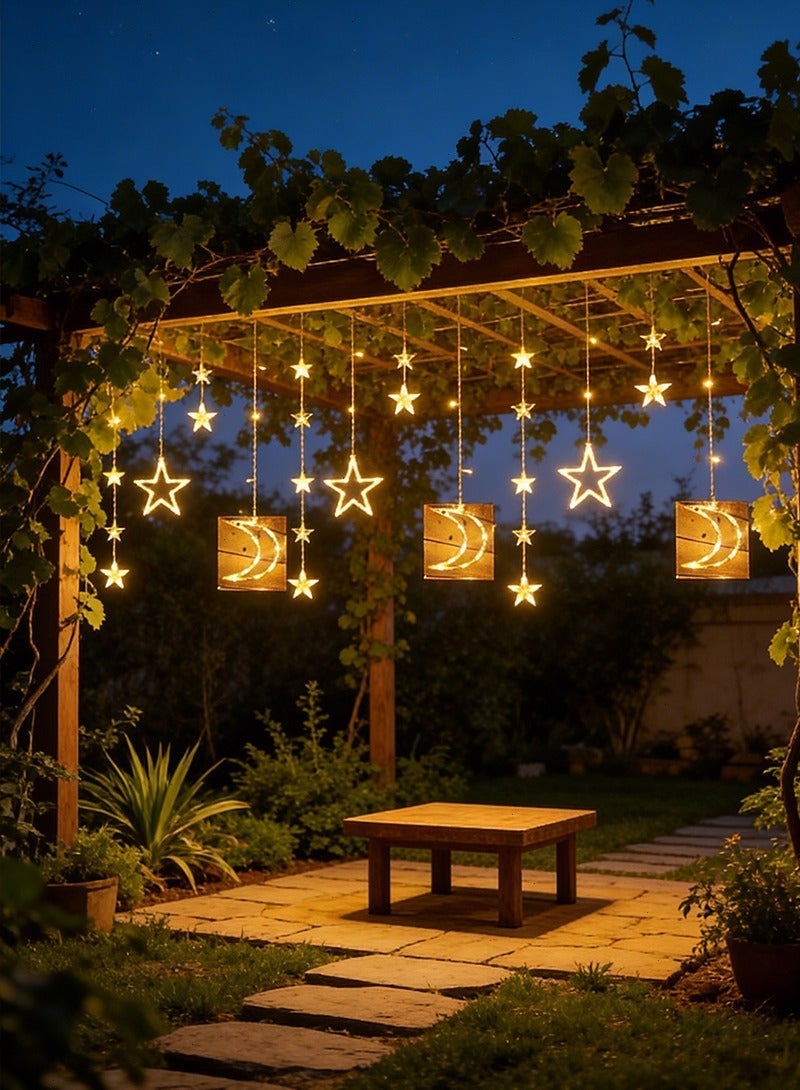 Yoawllty Ramadan Fairy String Lights, Star Moon Lights with Remote Control and Battery Case Warm White Decoration Lights for Ramadan Decorations - Image 3