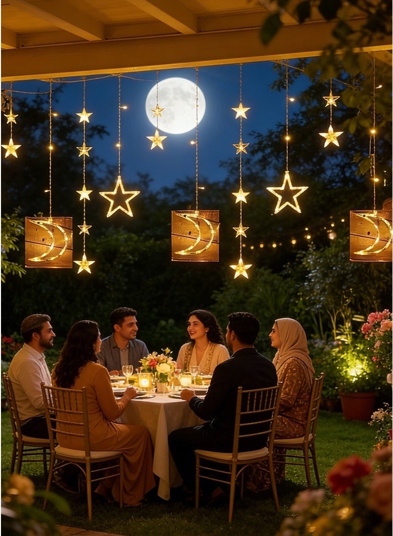 Yoawllty Ramadan Fairy String Lights, Star Moon Lights with Remote Control and Battery Case Warm White Decoration Lights for Ramadan Decorations - Image 2