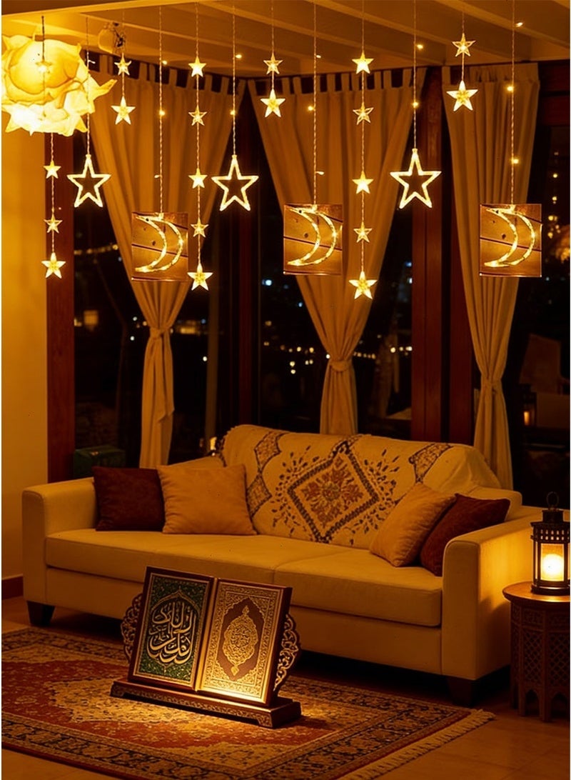 Yoawllty Ramadan Fairy String Lights, Star Moon Lights with Remote Control and Battery Case Warm White Decoration Lights for Ramadan Decorations - Image 4
