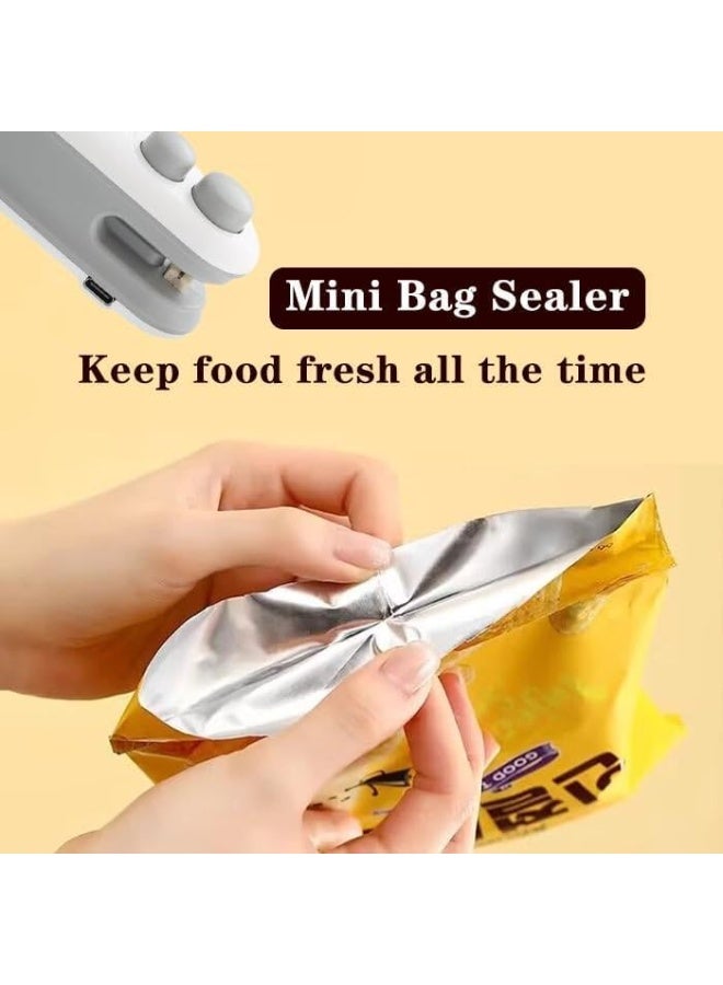 جهاز إغلاق الأكياس الصغير، جهاز إغلاق أكياس رقائق البطاطس الجديد 2 في 1 القابل لإعادة الشحن عبر منفذ USB، جهاز إغلاق أكياس الطعام المحمول القابل لإعادة الشحن بتقنية التفريغ الهوائي، آلة إغلاق أكياس الوجبات الخفيفة ورقائق البطاطس وتخزينها طازجة (أبيض) - Image 3