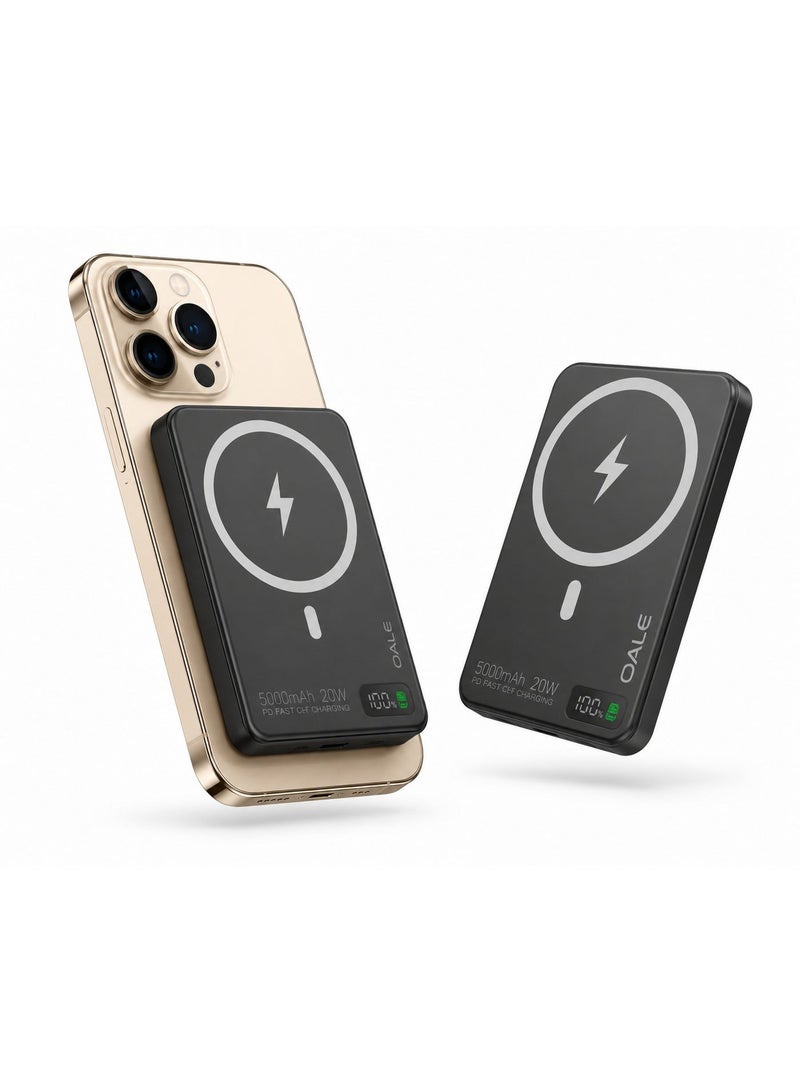OALE iMagsafe Slim Magnetic Power Bank, 5000mAh, 20W PD Fast Charging Wireless MagSafe Charger - Image 1