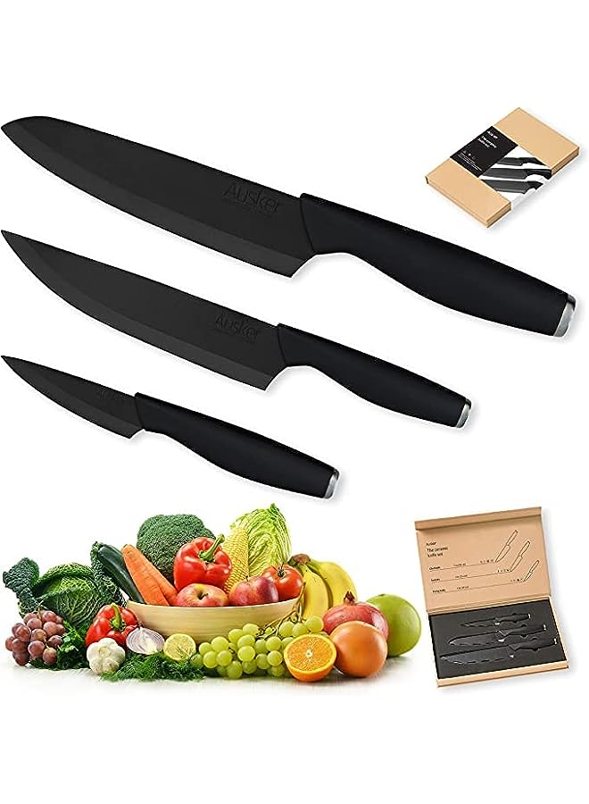 Raxoom - Ceramic Knife set of 3 (Pairing Knife, Santoku Knife, Chef Knife) - Image 1