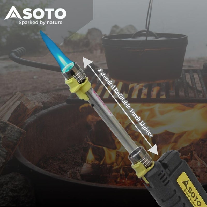 SOTO Pocket Torch Lighters for Camping - Extended Refillable Torch Lighter, Telescoping Burner Head, Electronic Ignition, Strong Wind-Resistant Butane Lighter for Candles, Grill, BBQ - Shipped Empty - Image 1