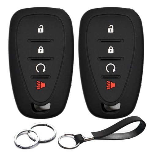 INFIPAR 2pcs Compatible with Chevy Chevrolet Bolt EV EUV Trailblazer Traverse Trax Blazer Equinox Cruze Sonic Volt Smart 4 Buttons Key Fob Cover Case Key Chain Protector Keyless Remote Holder - Image 1