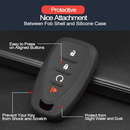 INFIPAR 2pcs Compatible with Chevy Chevrolet Bolt EV EUV Trailblazer Traverse Trax Blazer Equinox Cruze Sonic Volt Smart 4 Buttons Key Fob Cover Case Key Chain Protector Keyless Remote Holder - Image 4