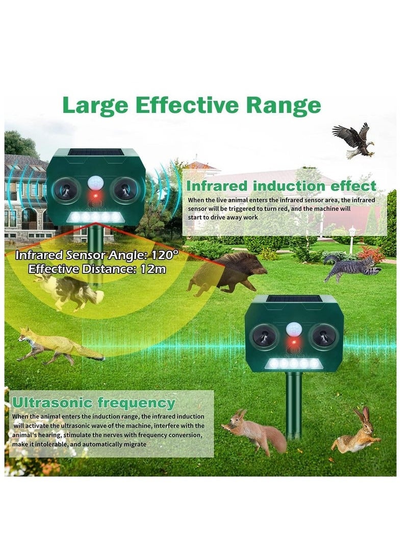 مبيد بالموجات فوق الصوتية بالطاقة الشمسية ، مبيد للحيوانات الجديد ، السناجب بالموجات فوق الصوتية رادع مبيد المقاوم للماء ، مستشعر الحركة الشمسية لمزرعة حديقة الفناء - Image 2