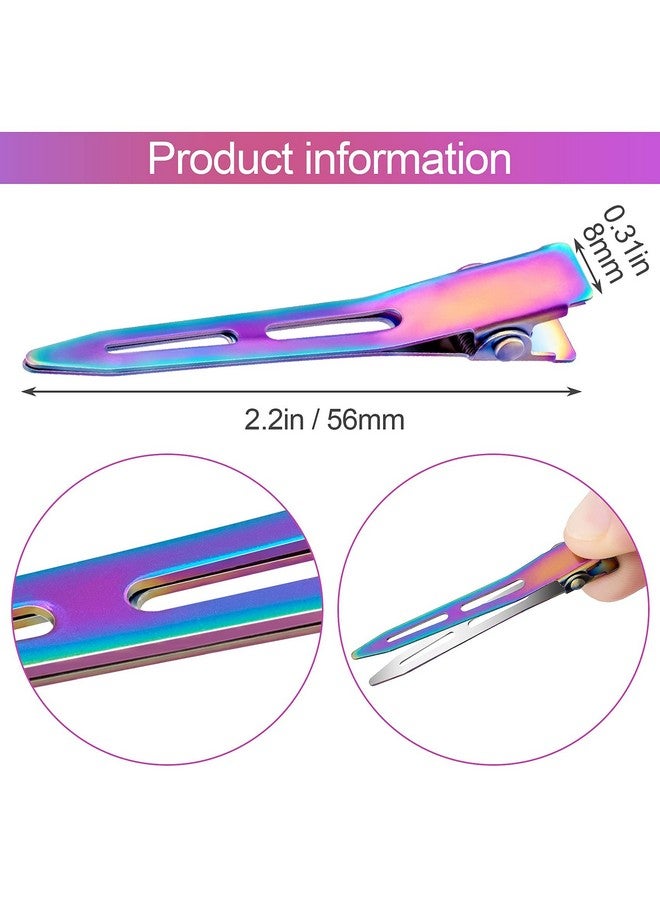 OIIKI 10 Pack 2.2 Inches Rainbow Alligator Hair Clips Metal Duck Bill Hair Clips Pins Without Teeth Curl Clips Hair Barrettes Accessories For Hair Coloring Hair Styling Salon Bows Diy - Image 3