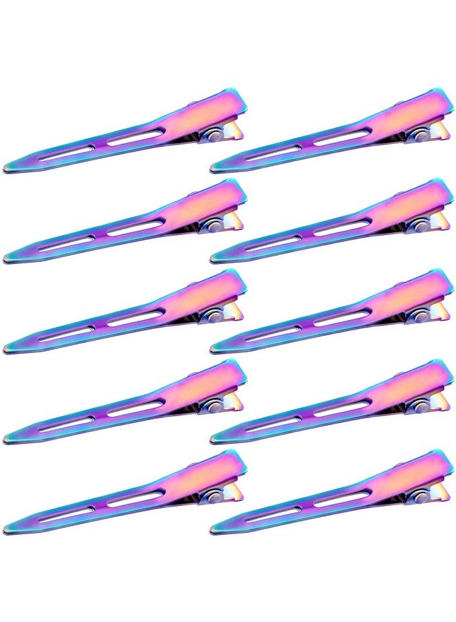OIIKI 10 Pack 2.2 Inches Rainbow Alligator Hair Clips Metal Duck Bill Hair Clips Pins Without Teeth Curl Clips Hair Barrettes Accessories For Hair Coloring Hair Styling Salon Bows Diy - Image 2