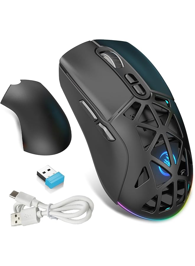 LAXDAMRE Wireless Gaming Mouse Bt5.1 + 2.4G Dual Mode & 7 Button Gaming Mouse & Usb Receiver ماوس قيمنق لاسلكي Up To 4800 Dpi Rechargeable Mouse With Rgb Backlight For Mac Laptop Computer Pc  - Image 1