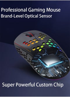 joyzzz 2.4G Wireless Charging Gaming Mouse, RGB Colorful Hollow Wireless Mouse  - Image 3