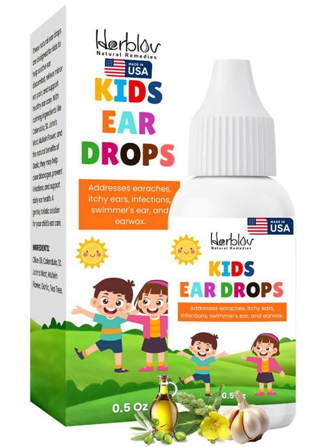 Herblov Natural Ear Drops for Kids Ear Infection Treatment – Organic Children Ear Oil Drops Relieves Ear Aches, Itchy Ears, Infections, Swimmer's Ear, & Loosens Wax – Kids Safe, Made in USA - Image 1