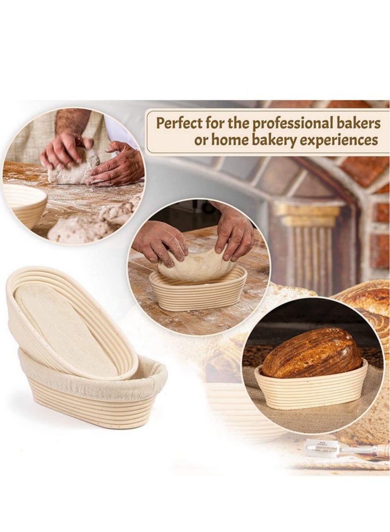 بيضاوي الشكل سلة الخبز مكافحة منتجات الخبز الروطان Brotform بانيتون المحمولة Sourdough بانيتون سلة الخبز المنسوجة أدوات المطبخ 25x15x8cm - Image 2