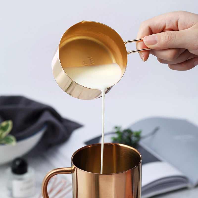 LYFJXX Gold Measuring Cups and Spoons Set, 8 PCS Metal Measuring Cups and Stainless Steel Measuring Spoons Set for Kitchen - Image 4