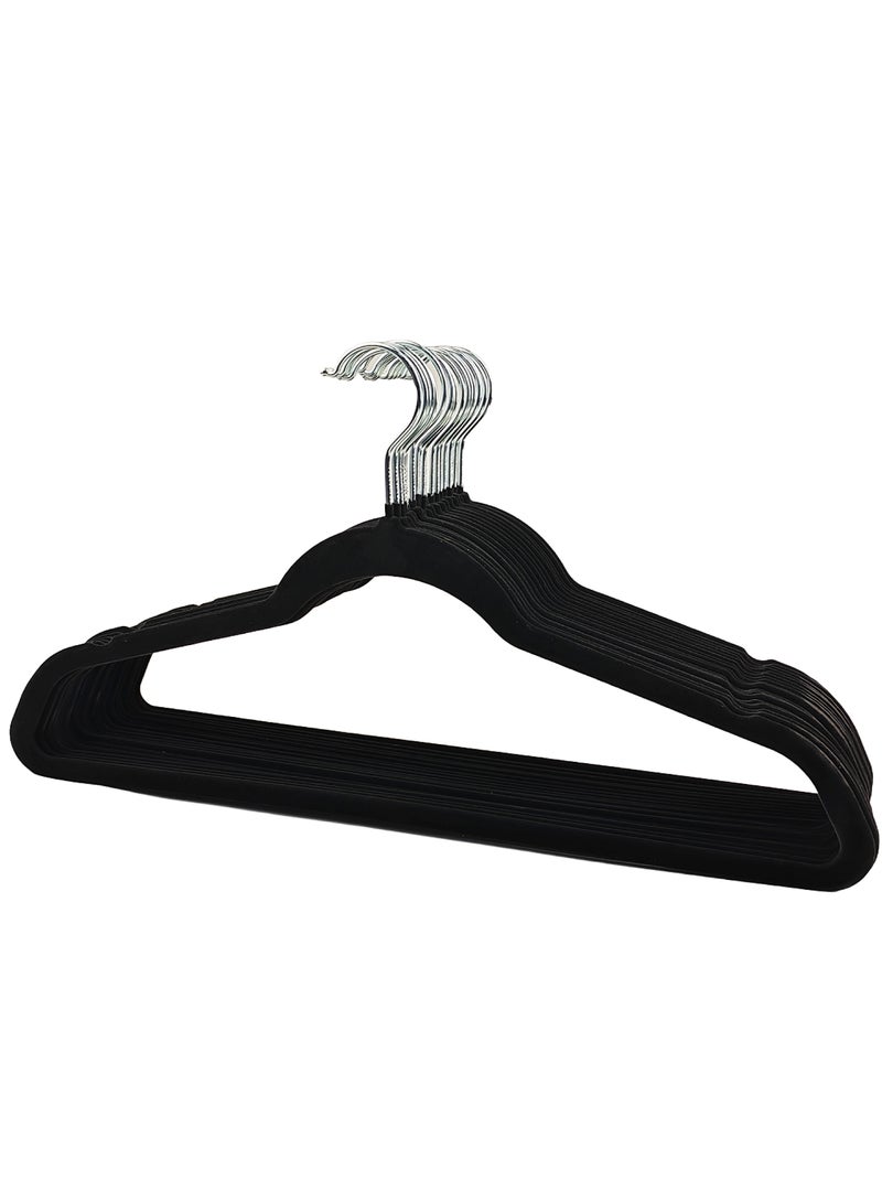 Noon East 20 Piece Non-Slip Ultra Slim Velvet Hanger, Set Made In Sturdy Material For Closet Organization in Black, 44.5x23.5cm - Image 1