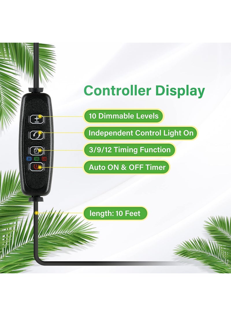 iPower iPower 40W LED Plant Grow Light Strips Full Spectrum for Indoor Plants with Auto ONOff 3912H Timer 10 Dimmable Levels 48 LEDs Per Tude for Hydroponics Succulent 3 Tubes Yellow  - Image 2