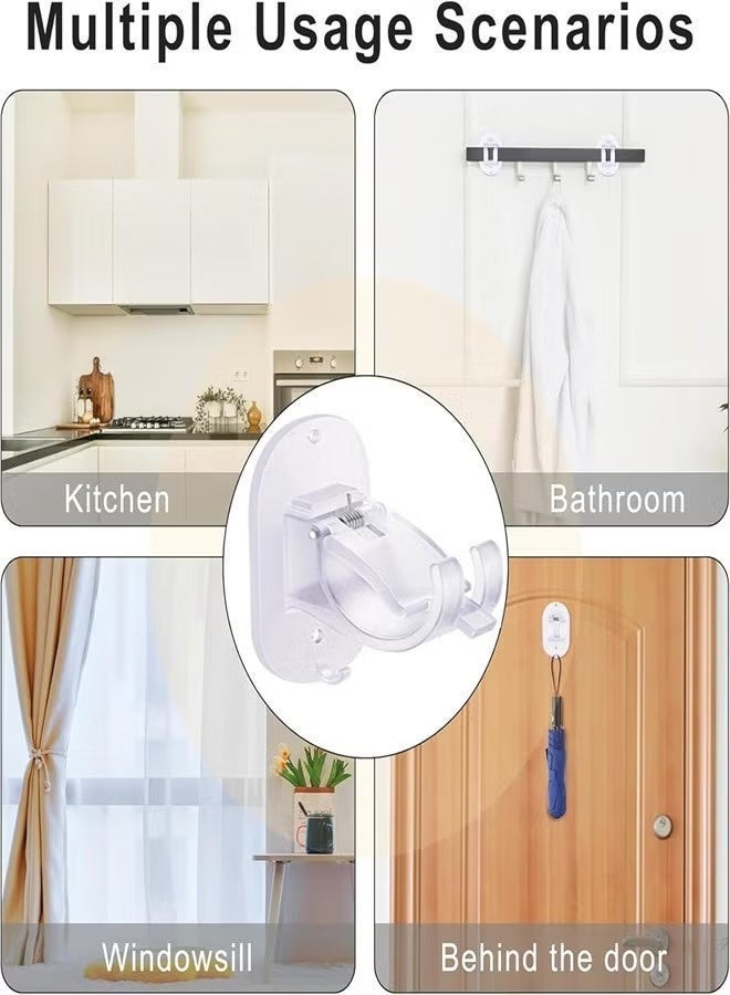 No Drill Curtain Rod Brackets, 2 Pack Self Adhesive Curtain Rod Holders Curtain Rods No Drilling Hooks, Adjustable Drillless Curtain Rod Holder for Bathroom Kitchen Home and Hotel - Image 3
