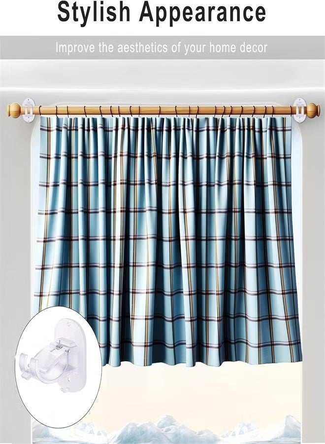 No Drill Curtain Rod Brackets, 2 Pack Self Adhesive Curtain Rod Holders Curtain Rods No Drilling Hooks, Adjustable Drillless Curtain Rod Holder for Bathroom Kitchen Home and Hotel - Image 5