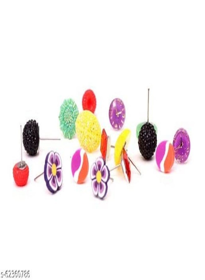 Hivata Stylish Stud Earring For Women & Girls Jewelry in Multi Color & Mix Design (Pack of 18 Pair) Earring Set - Image 3