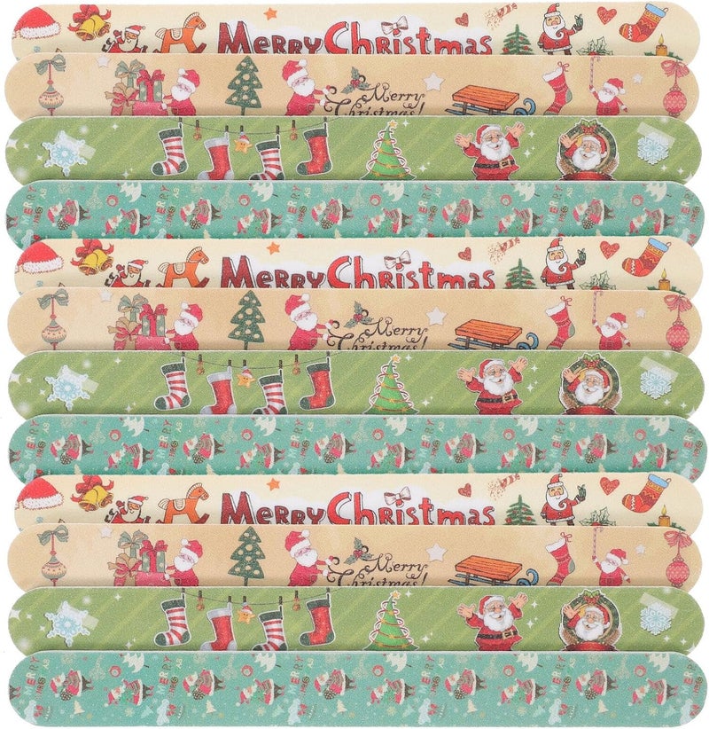 FOMIYES 12Pcs Christmas Nail Files Double Sided Nail File and Buffers Emery Boards for Natural and Acrylic Nails Manicure Pedicure Tools Random Style