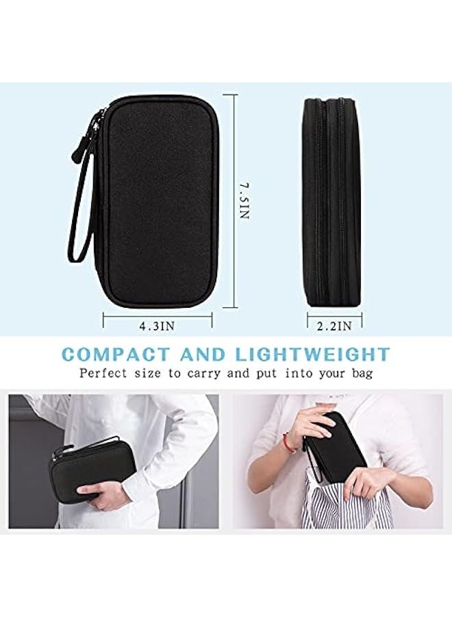 نيبمينينت منظم إلكتروني، حقيبة تنظيم كابلات السفر، حقيبة حمل ملحقات إلكترونية محمولة، حقيبة تخزين مزدوجة الطبقات مقاومة للماء لكل شيء لكابل، سلك، شاحن، هاتف، سماعات أذن، باللون الأسود - Image 2