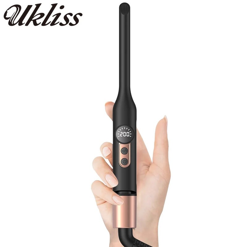 UKLISS Mini Flat Iron Hair Straightener 1/3 Inch Pencil Flat Iron for Women Portable Travel Straightener and Curler 2 in 1 - Image 1