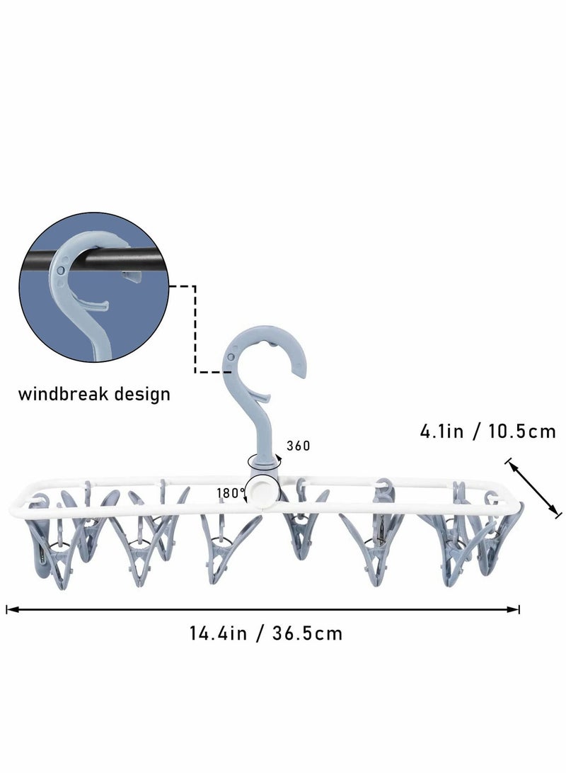 Foldable Clip Hangers with 12 Drying Clips 2Pack Underwear Hanger Clips, Plastic Laundry and Drip for Socks, Lingerie, Clothes, Sturdy, Blue+Purple - Image 5