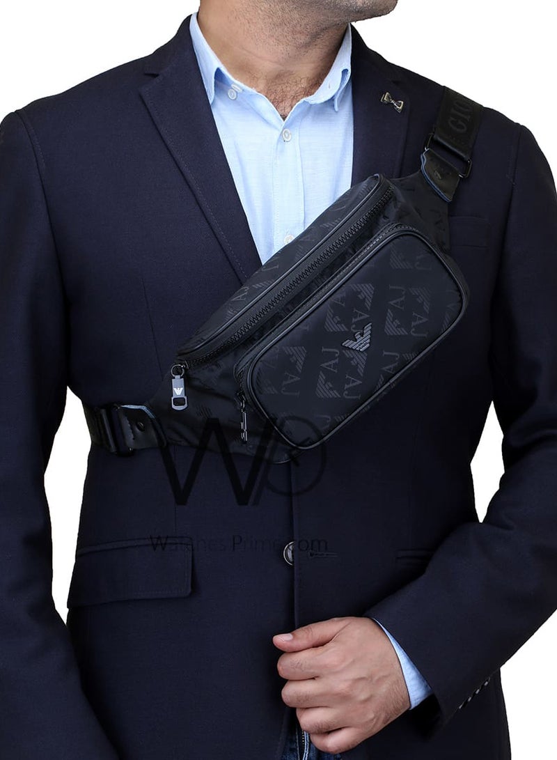 EMPORIO ARMANI Giorgio Armani Nylon Spirit Waist Belt Black Patterned Bag Men Ja - Image 2