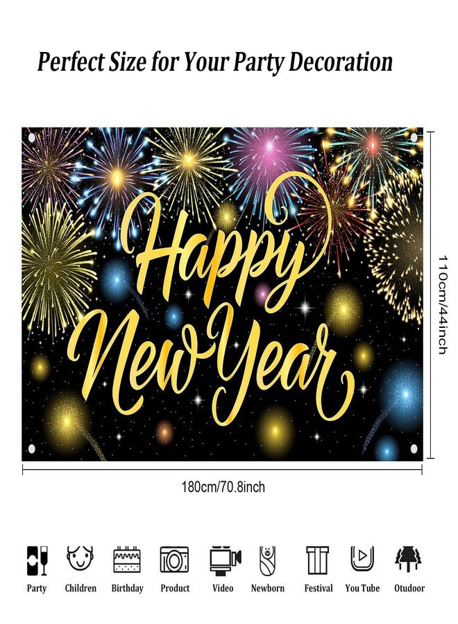 IMISHM Happy New Year Banner Colorful Firework New Years Backdrop for 2026 Party Decorations Happy New Year Decorations NYE Banner for New Years Party Supplies - Image 2