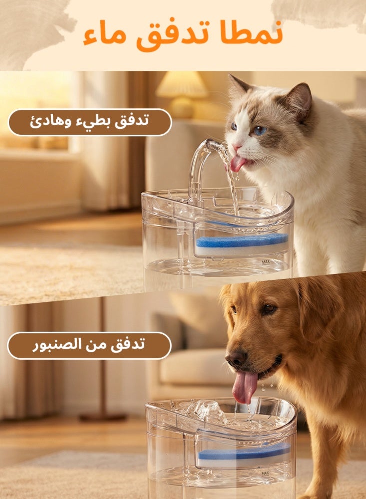 لابيت موزع مياه ذكي للقطط مع صنبور، موزع مياه للقطط سعة 2 لتر، فلتر مياه للحيوانات الأليفة - Image 5