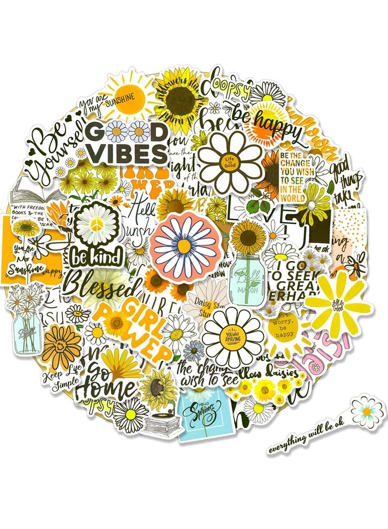 واي آند دي 50PCS Daisy Stickers Inspirational for Laptop, Scrapbooking Waterproof Pack Water Bottles Motivational Phone Case Tenns Adults Trendy Vinyl Positive Words Decals - Image 1
