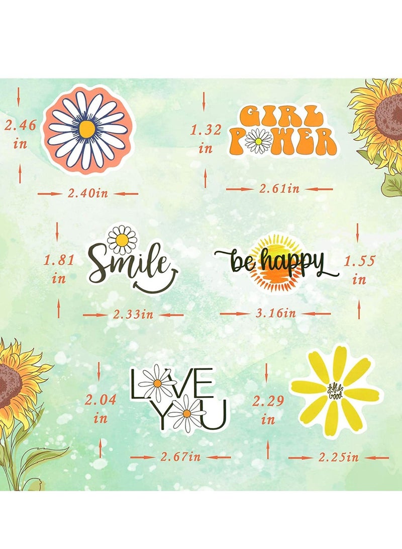 واي آند دي 50PCS Daisy Stickers Inspirational for Laptop, Scrapbooking Waterproof Pack Water Bottles Motivational Phone Case Tenns Adults Trendy Vinyl Positive Words Decals - Image 3