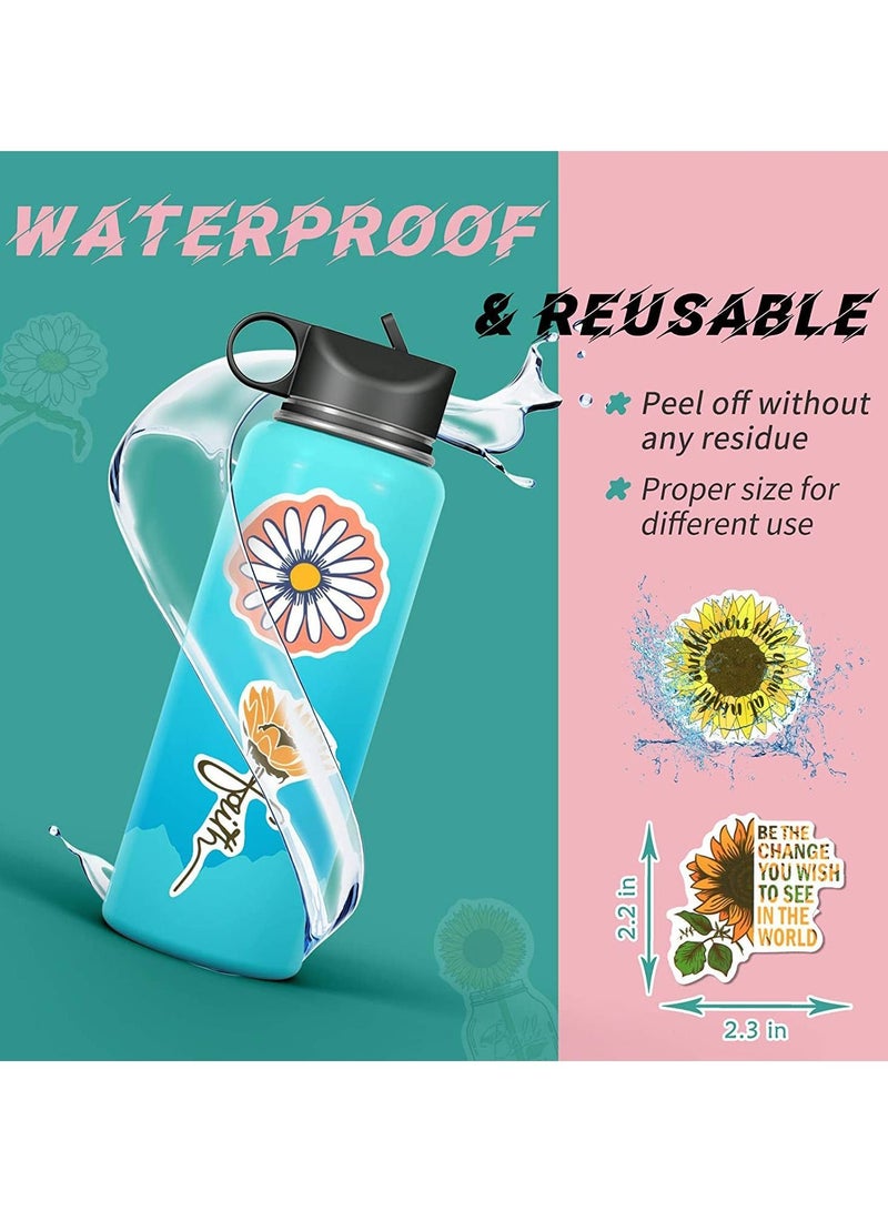 واي آند دي 50PCS Daisy Stickers Inspirational for Laptop, Scrapbooking Waterproof Pack Water Bottles Motivational Phone Case Tenns Adults Trendy Vinyl Positive Words Decals - Image 5