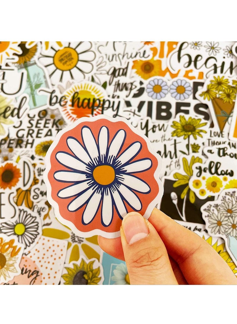 واي آند دي 50PCS Daisy Stickers Inspirational for Laptop, Scrapbooking Waterproof Pack Water Bottles Motivational Phone Case Tenns Adults Trendy Vinyl Positive Words Decals - Image 2