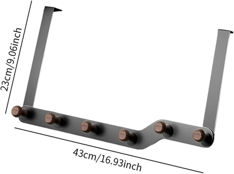 خطافات ثقيلة فوق الباب مع 6 خطافات رف منشفة لتعليق القبعات المناشف باللون الرمادي - Image 3