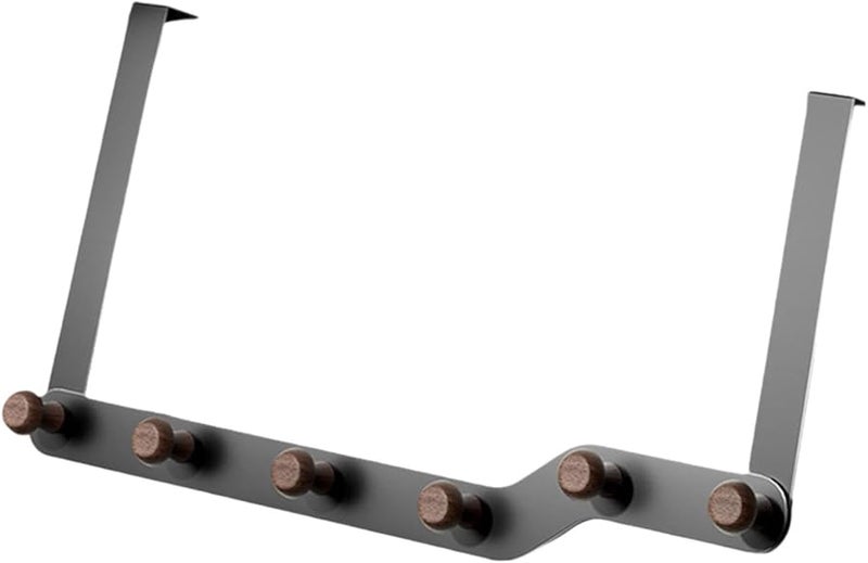 خطافات ثقيلة فوق الباب مع 6 خطافات رف منشفة لتعليق القبعات المناشف باللون الرمادي - Image 2