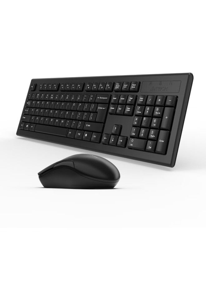 A4tech 3000n Wireless Keyboard And Mouse Combo, Office Typing Desktop Computer Laptop External Keyboard Mouse Set Wireless, Splash-resistant, Black - Image 3