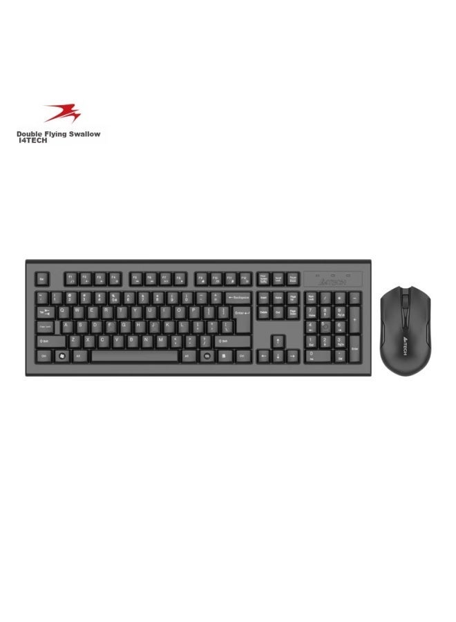 A4tech 3000n Wireless Keyboard And Mouse Combo, Office Typing Desktop Computer Laptop External Keyboard Mouse Set Wireless, Splash-resistant, Black - Image 1