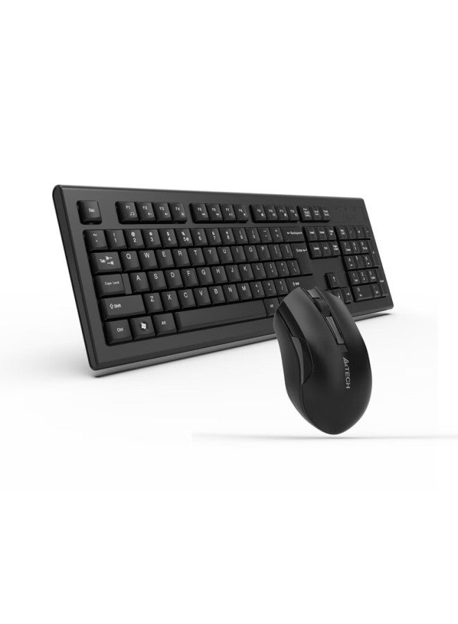 A4tech 3000n Wireless Keyboard And Mouse Combo, Office Typing Desktop Computer Laptop External Keyboard Mouse Set Wireless, Splash-resistant, Black - Image 2