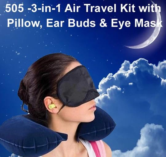 S Cart S Cart 3in1 Travel Inflatable Nylon Neck Air Cushion Pillow with Eye Mask and 2 Ear Plugs Set of 3  - Image 3
