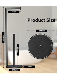HQ-GAMING Free Standing Bathroom Toilet Paper Holder Stand, Black Stainless Steel Rustproof Spare Tissue Paper Roll Dispenser Storage  - Image 2