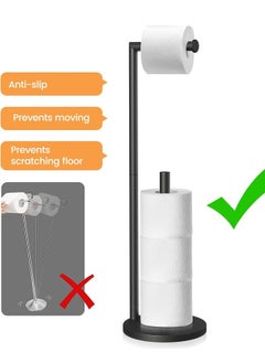 HQ-GAMING Free Standing Bathroom Toilet Paper Holder Stand, Black Stainless Steel Rustproof Spare Tissue Paper Roll Dispenser Storage  - Image 5