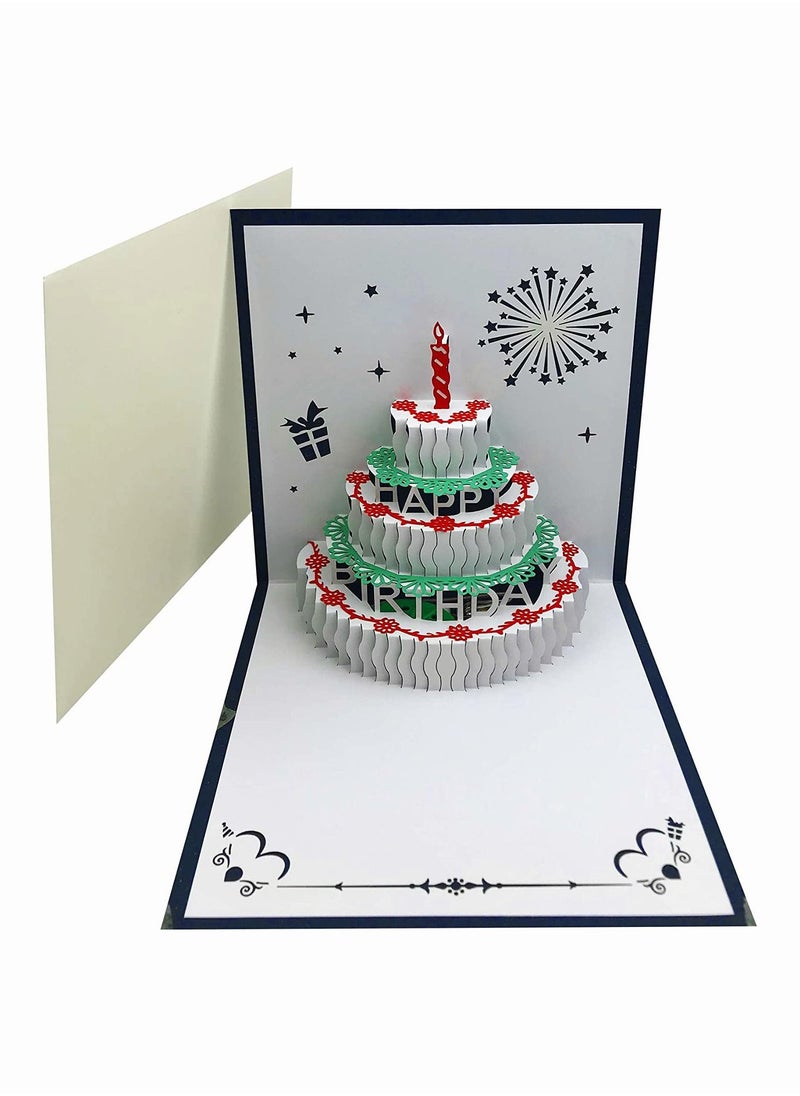 SYOSI - 3D Birthday Cards, SYOSI Warming LED Light Birthday Cake Music Happy Birthday Card Postcards Pop Up Greeting Cards Laser Cut Cards Best for Mom, Wife, Sister, Boy, Girl (1 Pack 5.9 Inch) - Image 1
