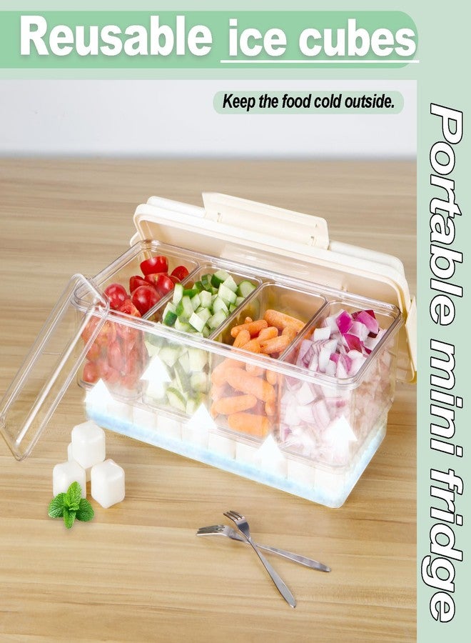 TERGOO Ice Chilled Condiment Caddy with 20 Reusable Ice Cubes, Thickened Condiment Server Tray with Lid for 4 Removable Trays, Portable Snackle Box Container for Bar, Fruit, Salad, Taco, Party Garnish - Image 4