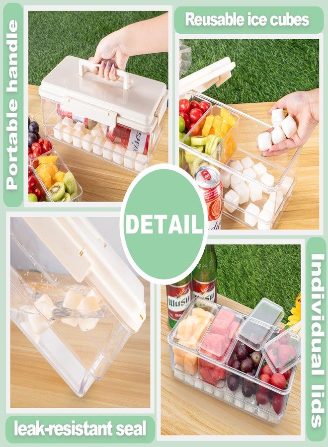 TERGOO Ice Chilled Condiment Caddy with 20 Reusable Ice Cubes, Thickened Condiment Server Tray with Lid for 4 Removable Trays, Portable Snackle Box Container for Bar, Fruit, Salad, Taco, Party Garnish - Image 5