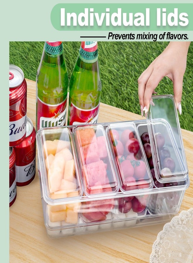 TERGOO Ice Chilled Condiment Caddy with 20 Reusable Ice Cubes, Thickened Condiment Server Tray with Lid for 4 Removable Trays, Portable Snackle Box Container for Bar, Fruit, Salad, Taco, Party Garnish - Image 3